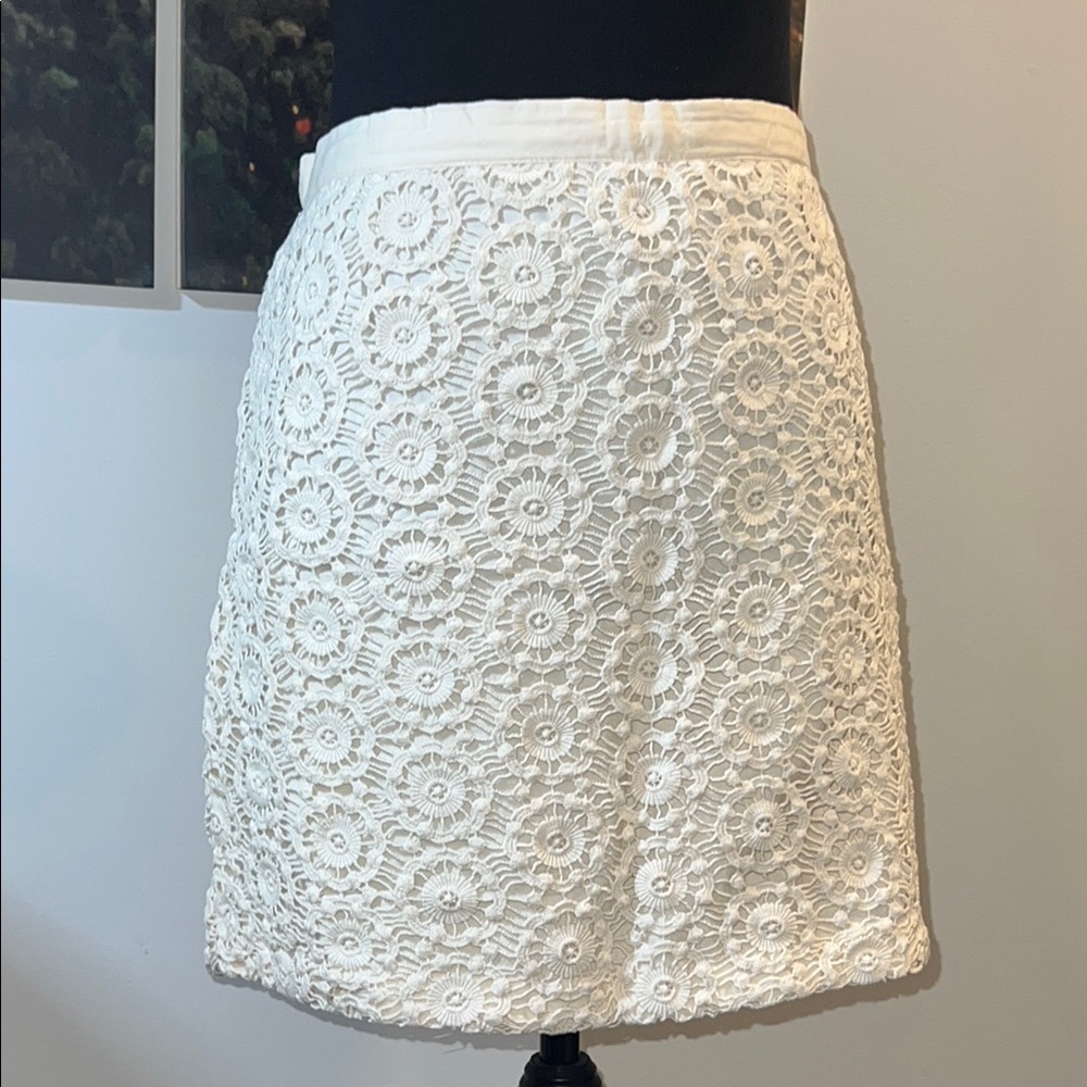 GAP Off-White Crocheted Lace Skirt